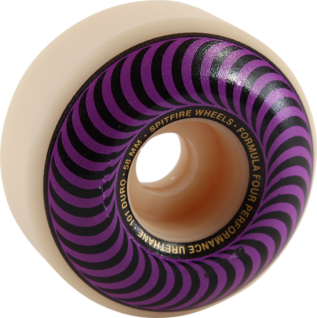 SPITFIRE F4 101a CLASSIC SWIRL 58mm WHT W/PURPLE WHEELS SET