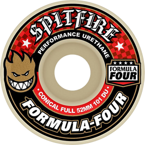 SPITFIRE F4 101a CONICAL FULL 58mm WHT W/RED WHEELS SET