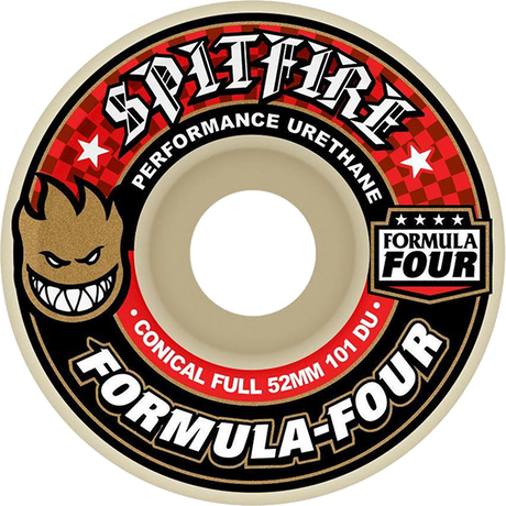 SPITFIRE F4 101a CONICAL FULL 58mm WHT W/RED WHEELS SET