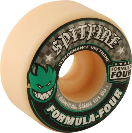 SPITFIRE FORMULA 4 101a CONICAL 54mm WHT W/GRN & BLK Wheels Set