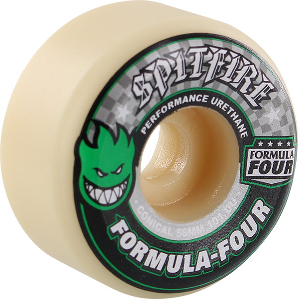 SPITFIRE F4 101a CONICAL 56mm WHT W/GRN & BLK WHEELS SET