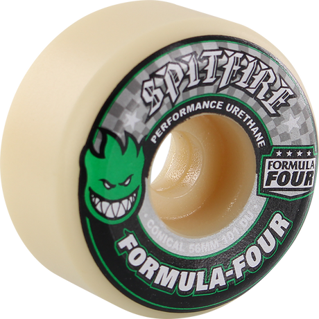 SPITFIRE F4 101a CONICAL 56mm WHT W/GRN & BLK WHEELS SET