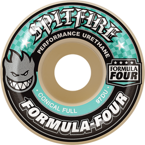 SPITFIRE F4 97a CONICAL FULL 58mm WHT W/TURQ WHEELS SET