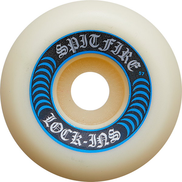 SPITFIRE F4 99a LOCK INS 57mm WHT W/BLU WHEELS SET