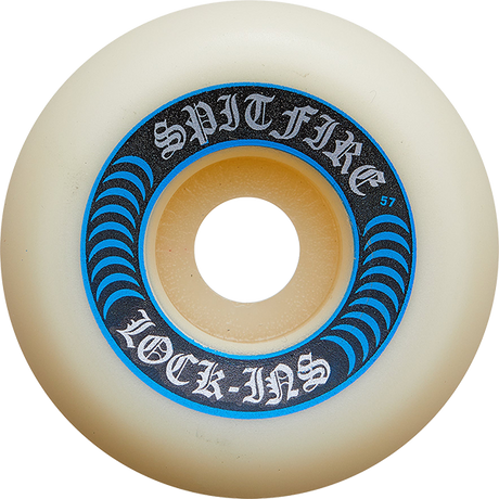 SPITFIRE F4 99a LOCK INS 57mm WHT W/BLU WHEELS SET