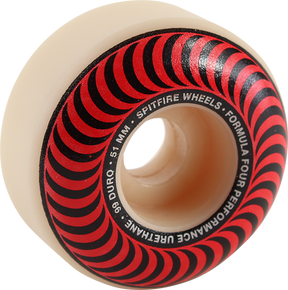 SPITFIRE F4 99a CLASSIC SWIRL 51mm WHT W/RED WHEELS SET