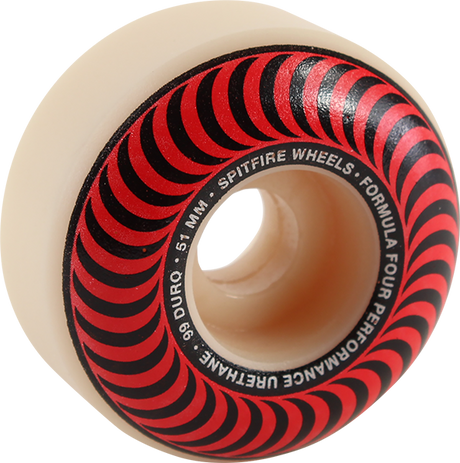 SPITFIRE F4 99a CLASSIC SWIRL 51mm WHT W/RED WHEELS SET