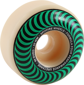SPITFIRE F4 99a CLASSIC SWIRL 52mm WHT W/GREEN WHEELS SET
