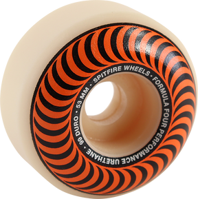 SPITFIRE F4 99a CLASSIC SWIRL 53mm WHT W/ORANGE WHEELS SET
