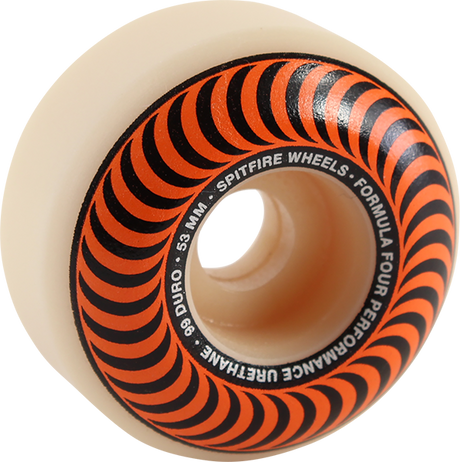 SPITFIRE F4 99a CLASSIC SWIRL 53mm WHT W/ORANGE WHEELS SET