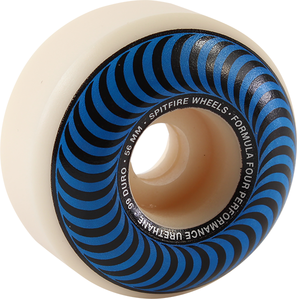 SPITFIRE F4 99a CLASSIC SWIRL 56mm WHT W/BLUE WHEELS SET
