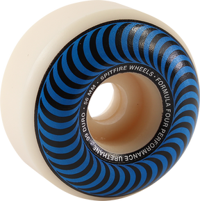 SPITFIRE F4 99a CLASSIC SWIRL 56mm WHT W/BLUE WHEELS SET