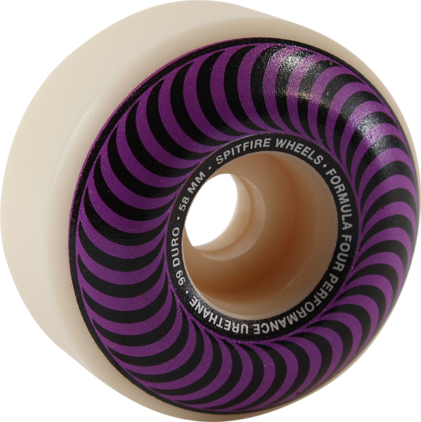 SPITFIRE F4 99a CLASSIC SWIRL 58mm WHT W/PURPLE WHEELS SET