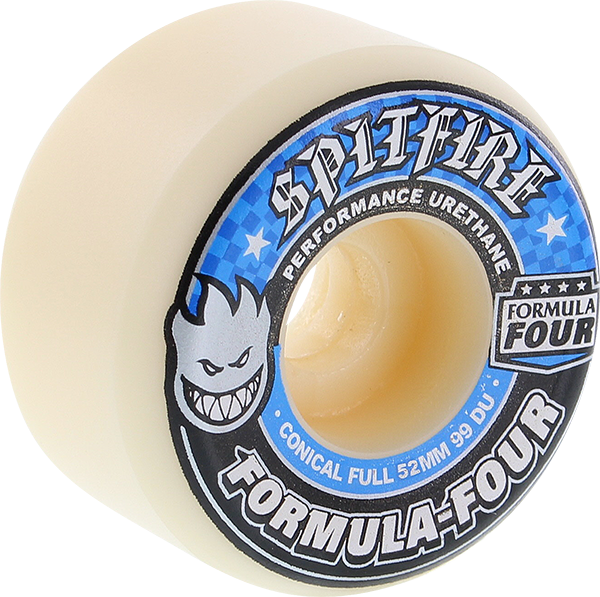 SPITFIRE FORMULA 4 99d CONICAL FULL 52mm WHT W/BLUE Skateboard Wheels set