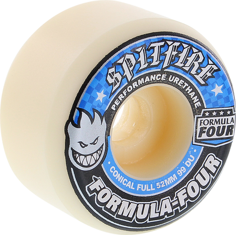SPITFIRE FORMULA 4 99d CONICAL FULL 52mm WHT W/BLUE Skateboard Wheels set