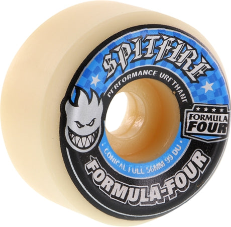 SPITFIRE FORMULA 4 99d CONICAL FULL 58mm WHT W/BLUE Skateboard Wheels Set