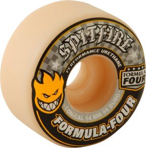 SPITFIRE FORMULA 4 99a CONICAL 54mm WHT W/YEL & BLK Wheels Set