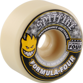 SPITFIRE F4 99a CONICAL 56mm WHT W/YEL & BLK WHEELS SET
