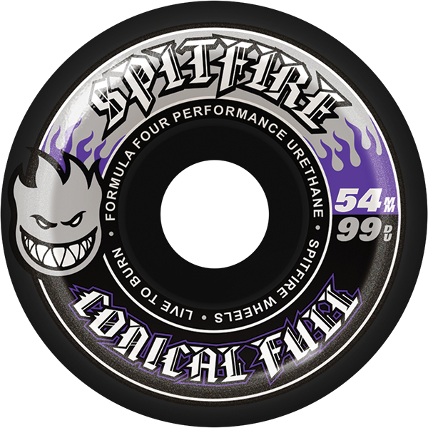 SPITFIRE F4 99A CONICAL FULL 54MM BLK W/SIL/PUR WHEELS SET