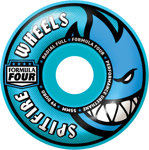 SPITFIRE F4 99a RADIAL FULL COLORS 55MM LT.BLUE WHEELS SET