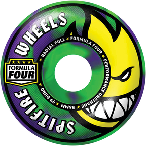 SPITFIRE F4 99a RADIAL FULL COLORS 56MM NEON GRN/PUR WHEELS SET