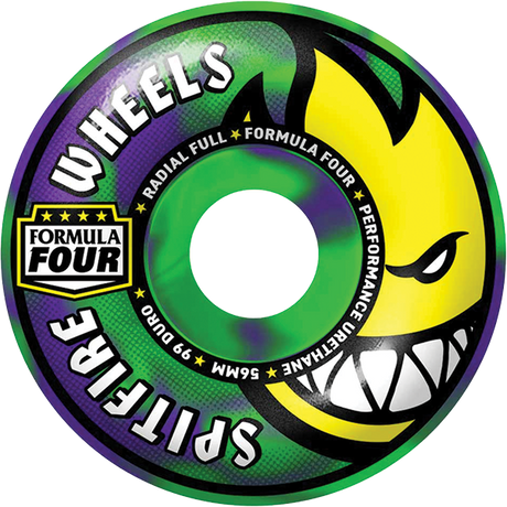 SPITFIRE F4 99a RADIAL FULL COLORS 56MM NEON GRN/PUR WHEELS SET