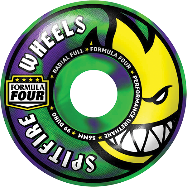 SPITFIRE F4 99a RADIAL FULL COLORS 56MM NEON GRN/PUR WHEELS SET