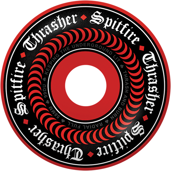 SPITFIRE F4 99A RADIAL FULL THRASHER OATH 58MM RED WHEELS SET