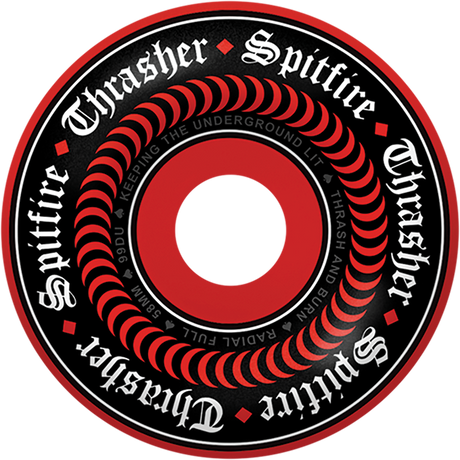 SPITFIRE F4 99A RADIAL FULL THRASHER OATH 58MM RED WHEELS SET