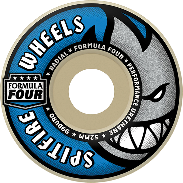 SPITFIRE F4 99a RADIAL 52mm NATURAL/BLUE WHEELS SET