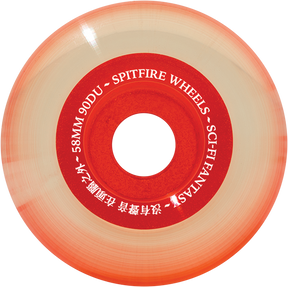 SPITFIRE SAPPHIRE 90DU CRUISER 58MM SCI-FI CLEAR RED WHEELS SET
