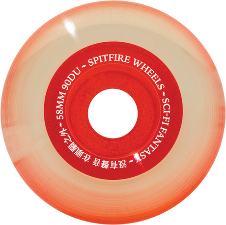 SPITFIRE SAPPHIRE 90DU CRUISER 58MM SCI-FI CLEAR RED WHEELS SET