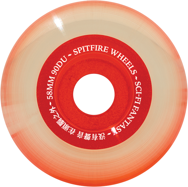 SPITFIRE SAPPHIRE 90DU CRUISER 58MM SCI-FI CLEAR RED WHEELS SET