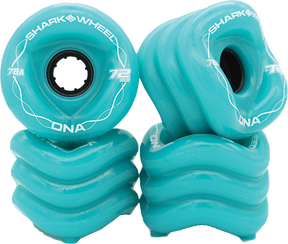 SHARK DNA 72mm 78a SOLID TURQUOISE BLACK WHEELS SET