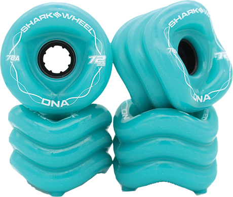 SHARK DNA 72mm 78a SOLID TURQUOISE BLACK WHEELS SET