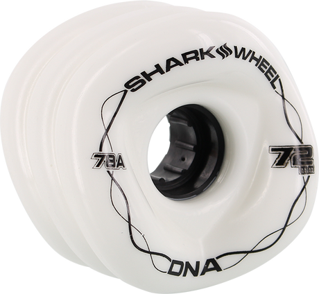 SHARK DNA 72mm 78a SOLID WHITE/BLK WHEELS SET