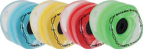 SHARK FIREFLY 70MM 78A CLR W/BLU/RD/GRN/YEL LIGHTS WHEELS SET