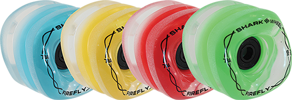 SHARK FIREFLY 70MM 78A CLR W/BLU/RD/GRN/YEL LIGHTS WHEELS SET