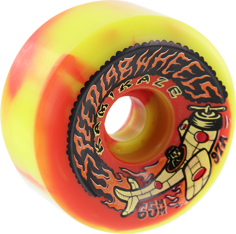 SPEEDLAB KAMIKAZE 65mm 97a YEL/RED SWIRL WHEELS SET