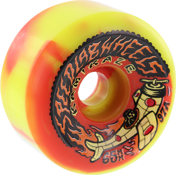 SPEEDLAB KAMIKAZE 65mm 97a YEL/RED SWIRL WHEELS SET