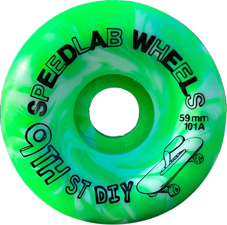 SPEEDLAB 9TH STREET DIY 59mm 101a GRN/WHT SWIRL WHEELS SET