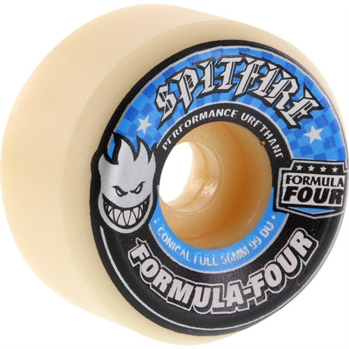 Spitfire F4 Conical Full Wheels White Blue 58mm/99d Set