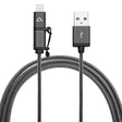 Core Third Dual Lightning Cable x Micro USB Cable Black 3ft