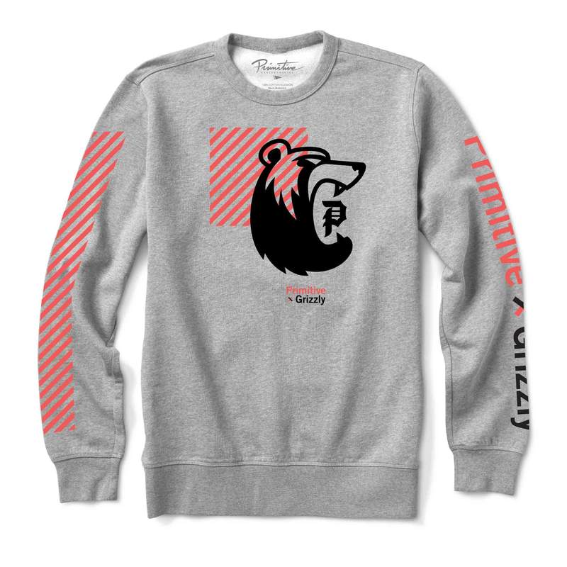 Primitive Bear Crew Fleece Mens Grey Heather M