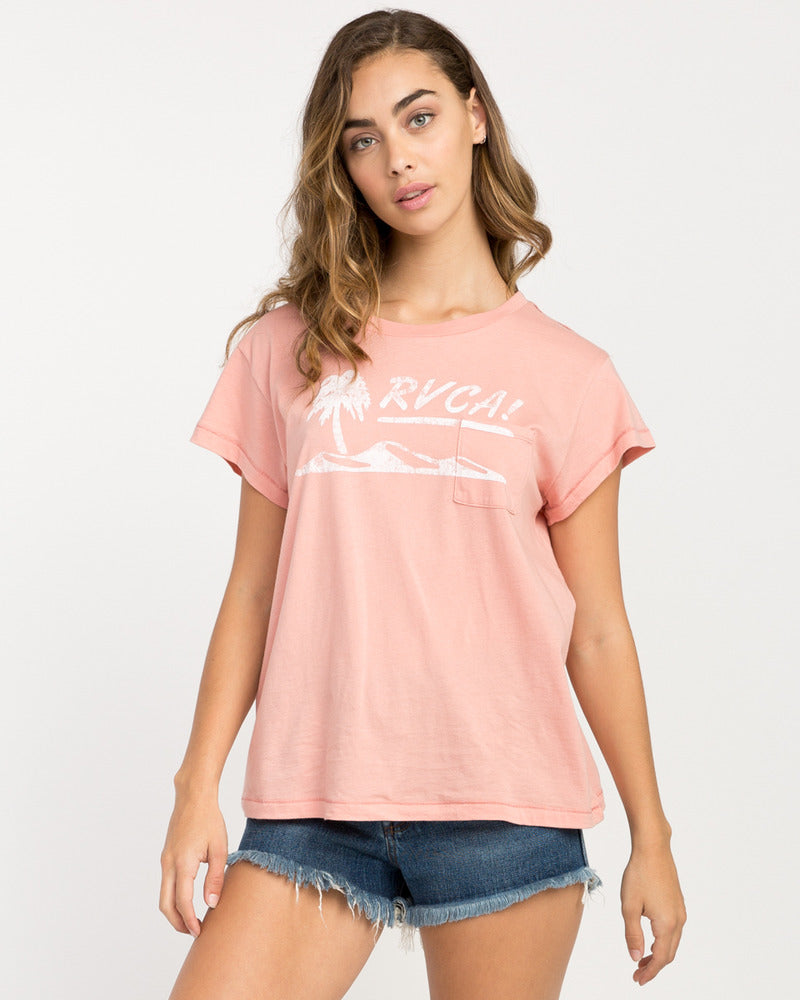 RVCA Deserted SS Tshirt Womens Pink XS