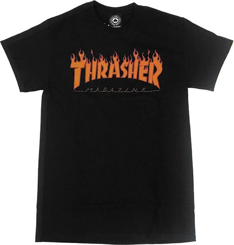 Thrasher Flame HalfTone SS TShirt Black Orange S