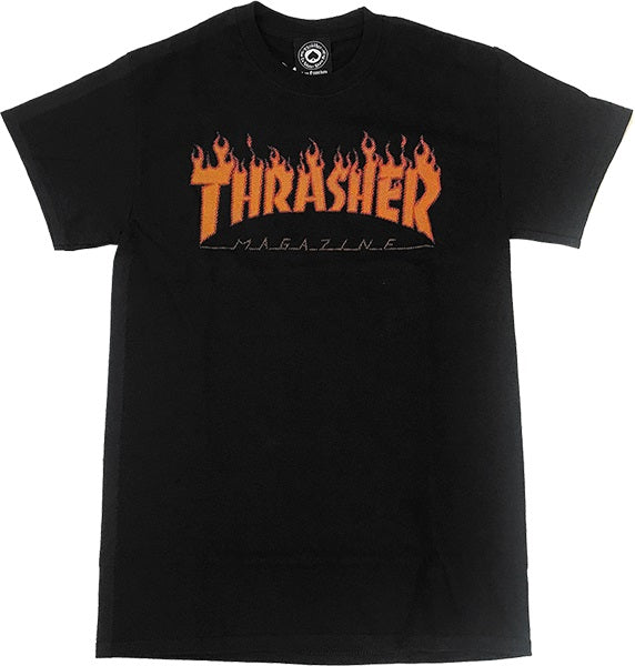 Thrasher Flame HalfTone SS TShirt Black Orange