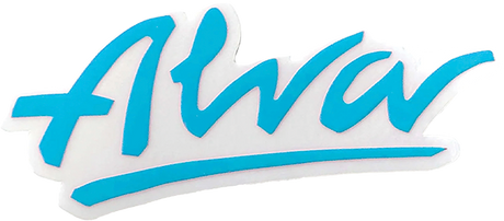 ALVA LOGO DECAL 1.5x4.5" AQUA