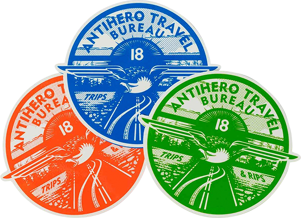 ANTI HERO TRAVEL BUREAU STICKER 3.75"
