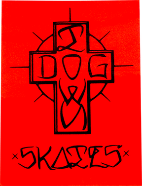 DOGTOWN ESE CROSS 4" STICKER RED/BLK